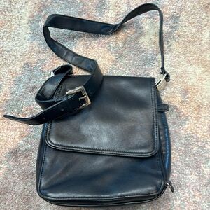 Worthington Black faux least shoulder with multiple pockets and card storage